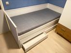 single bed with storage drawers in white + mattress, Huis en Inrichting, Slaapkamer | Bedden, Gebruikt, Wit, Hout, Ophalen