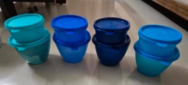 TUPPERWARE Koelkastkommen 380 ml & Dessert Trio 200 ml, Huis en Inrichting, Keuken | Tupperware, Nieuw, Overige typen, Blauw, Ophalen of Verzenden