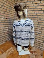 Mooie gebreide trui toffe print 100% katoen aztec vintage, Kleding | Heren, Maat 48/50 (M), Wit, Vintage, Ophalen of Verzenden