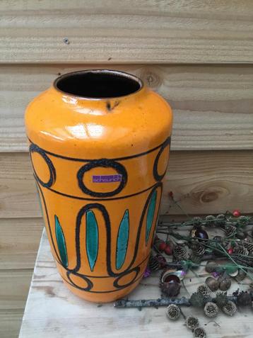 Prachtige Scheurich Bloemenvaas Oranje, Groen, Zwart - 38cm beschikbaar voor biedingen