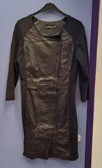 Mart Visser zwarte jurk met 100% geitenleer stukken 36 48011, Mart Visser, ., Zwart, Mart Visser