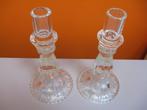 set transparante glazen kandelaren, Overige materialen, Overige kleuren, Ophalen of Verzenden, Zo goed als nieuw