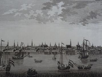 Gravure Gezicht op Amsterdam door John Lodge 1782 beschikbaar voor biedingen