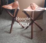 Lederen bijzet stoeltjes kruk stoel 3 poot driepoot, Metaal, Twee, Bruin, Nieuw