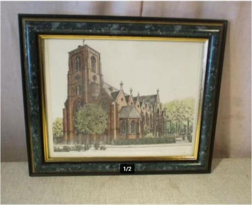 Mooie Gravure 'Kerk van Schilde' - Sus Van Damme, Antiek en Kunst, Kunst | Etsen en Gravures, Verzenden