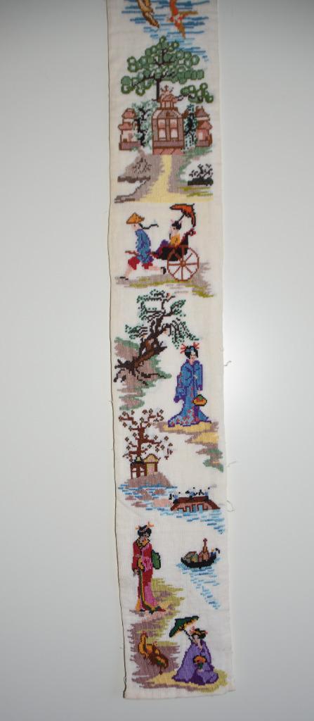 Oud geborduurd Schellekoord Japans Geisha tempel vogels, Huis en Inrichting, Woonaccessoires | Wanddecoraties, Ophalen of Verzenden