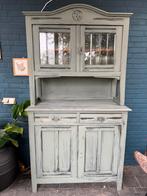 Gepimpte buffetkast met glas in lood, groene kast, Huis en Inrichting, Kasten | Buffetkasten, Ophalen, Gebruikt, 100 tot 150 cm