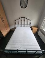 Metal black 140 x 200 cm SAGSTUA bed frame with matress, Zwart, Tweepersoons, Zo goed als nieuw, 200 cm