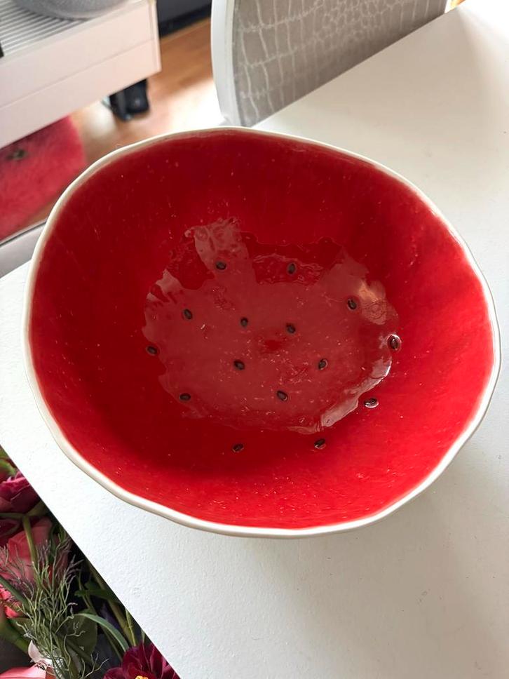 Watermeloen Schaal - Zomerse Decoratie, Huis en Inrichting, Woonaccessoires | Schalen en Manden, Zo goed als nieuw, Schaal, Overige vormen