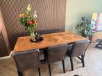 Mooie eettafel set, met eettafel bankje en stoelen, Ophalen, Teakhout, 50 tot 100 cm, Zo goed als nieuw