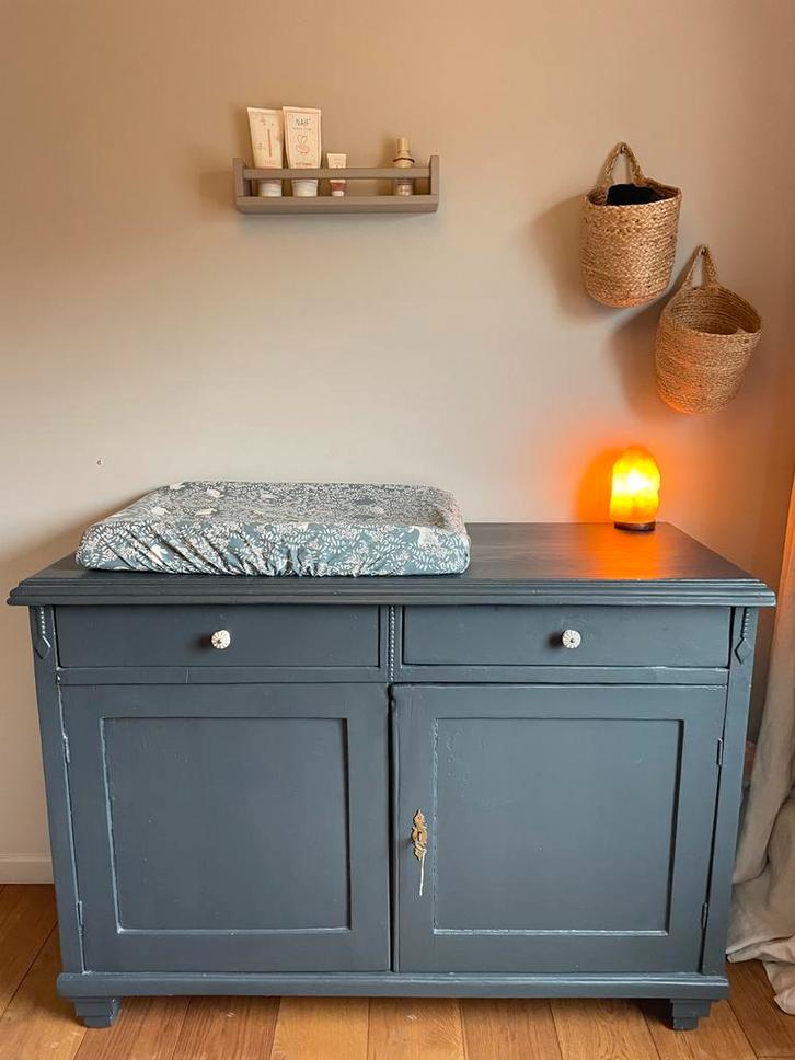 Vintage houten commode/kast - grijs - 127x51x91, Huis en Inrichting, Kasten | Buffetkasten, Gebruikt, Minder dan 100 cm, 100 tot 150 cm