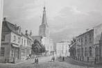 19e eeuwse ets (?) Markt, Groote Kerk en Stadhuis Tilburg, Ophalen of Verzenden