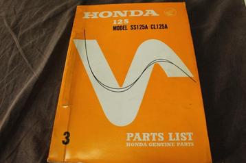 Honda SS125A CL125A 1968 motorcycle parts list CL 125 A beschikbaar voor biedingen
