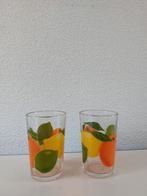 2 vintage limonadeglazen met citrusprint, Ophalen of Verzenden