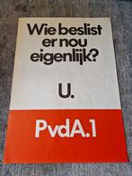 Vintage poster PvdA jaren 70 / 1970, Verzamelen, Ophalen of Verzenden, Zo goed als nieuw