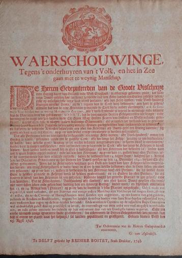 Origineel plakkaat over de haringvisserij. 1748. * Zie tekst beschikbaar voor biedingen