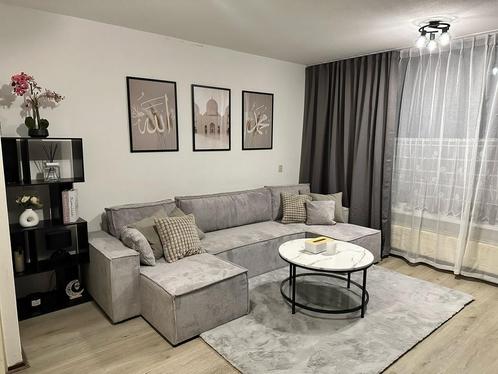 Mooie Hoekbank grijs bank u-bank sofa loungebank slaapbank, Huis en Inrichting, Banken | Complete zithoeken, Zo goed als nieuw