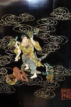Chinees paneel met parelmoer en natuursteen inlegwerk, Ophalen of Verzenden