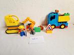 Duplo set 10812 kiepwagen en kraan wegwerkers, Ophalen of Verzenden, Zo goed als nieuw, Complete set, Duplo