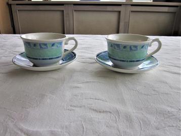 Churchill Java 2 kop en schotels wit- groen-blauw  1 mok beschikbaar voor biedingen