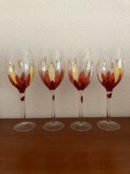 Set van 4 handbeschilderde wijnglazen, Antiek en Kunst, Antiek | Glas en Kristal, Ophalen of Verzenden