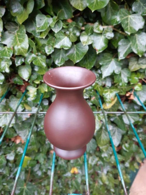 Vintage bruin bloempot vaasje, Tuin en Terras, Bloempotten, Aardewerk, Minder dan 25 cm, Rond, Ophalen of Verzenden