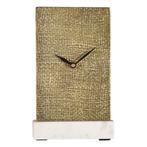 Nieuwe tafelklok alu goud op wit marmeren voet - desk clock, Wilms, Nieuw, Ophalen of Verzenden, Staande klok
