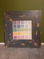 Grenen lijst van 68x68cm, ontspiegeld glas met borduurwerk, Ophalen, Minder dan 50 cm, Gebruikt, Minder dan 50 cm