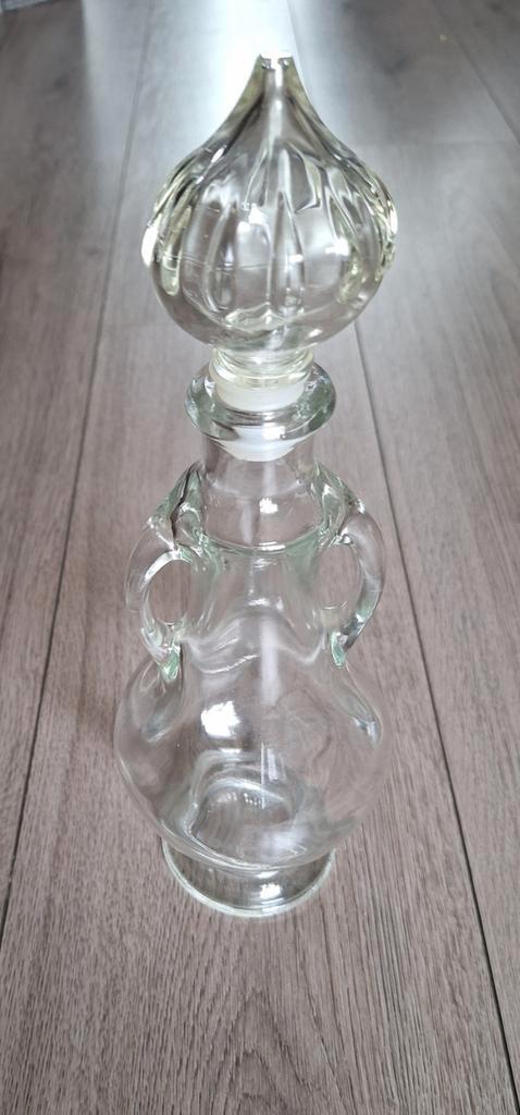 Vintage glazen karaf met stop, Modèle Déposé (30 cm), Antiek en Kunst, Antiek | Glas en Kristal, Ophalen of Verzenden