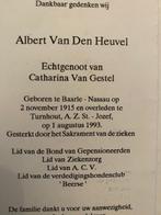 vd Heuvel x v Gestel 1915 Baarle-Nassau 1993 Turnhout (B), Ophalen of Verzenden, Bidprentje