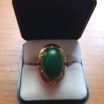 Vintage gouden ring met malachiet, Sieraden, Tassen en Uiterlijk, Ringen, Verzenden