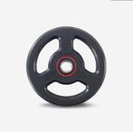 Halterschijf met rubber 5 kg 28 mm met openingen, Sport en Fitness, Fitnessmaterialen, Ophalen, Zo goed als nieuw