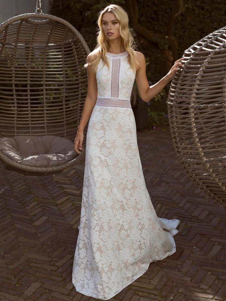 Prachtige Modeca trouwjurk fit and flare kant maat 34 36, Kleding | Dames, Trouwkleding en Trouwaccessoires, Zo goed als nieuw
