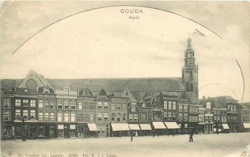 (386-012-009) Gouda Markt, Verzamelen, Ansichtkaarten | Nederland, Zuid-Holland, Voor 1920, Verzenden