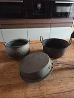 Te koop 3 oude koperen pannen., Antiek en Kunst, Ophalen