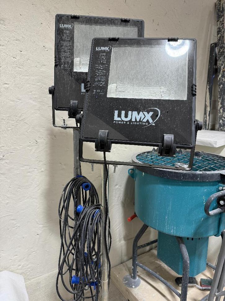 LUMX MH-400 – set 2x 400W HQI/bouwlamp op statief, Doe-het-zelf en Verbouw, Bouwverlichting, Overige typen, 500 watt of meer, Ophalen