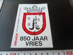 stickers Vries 850 jaar Gemeente wapen   SCAPINO, Verzamelen, Ophalen, Zo goed als nieuw, Overige typen