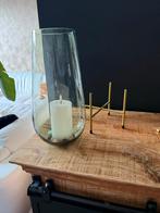 Groene Vaas/Kaarsenhouder met Gouden Poot, Huis en Inrichting, Woonaccessoires | Kandelaars en Kaarsen, Ophalen of Verzenden, Zo goed als nieuw
