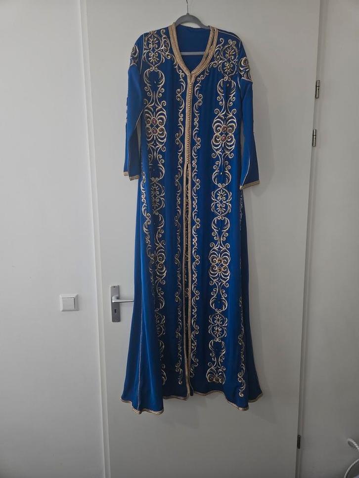Blauwe Marokkaanse takchita maat 36 40, Kleding | Dames, Jurken, Gedragen, Maat 38/40 (M), Blauw, Onder de knie, Ophalen of Verzenden