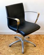 Barber chair with pump: Black with swivel base, Kappersstoel, Ophalen, Gebruikt, Zwart, Metaal