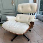 Eames Lounge Chair Wit Leer - fateuille rookstoel vintage, Huis en Inrichting, Ophalen, Gebruikt, Hout, 75 tot 100 cm