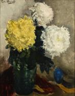 Piet van Wijngaerdt(1873)Olieverf Doek "Chrysanten Geel" Ges, Antiek en Kunst, Ophalen of Verzenden