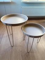 2 Beige Bijzettafels Intratuin, Huis en Inrichting, Ophalen, Minder dan 45 cm, Minder dan 55 cm, Metaal of Aluminium