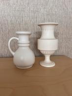 Vintage flora Gouda mat witte vazen keramiek, Wit, Aardewerk of Porselein, Ophalen of Verzenden, Zo goed als nieuw