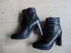MANAS zwart leren enkel laarzen hoge hakken 39, Kleding | Dames, Verzenden, Zwart, Lage of Enkellaarzen, Manas