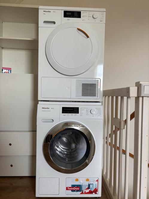 Miele Wasmachine & Droger Set, Witgoed en Apparatuur, Wasmachines, Gebruikt, Voorlader, 6 tot 8 kg, 85 tot 90 cm, 1200 tot 1600 toeren