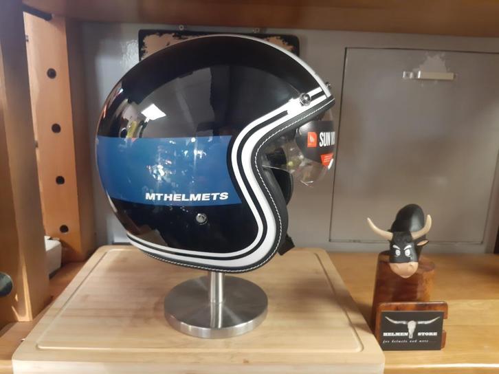 mt le mans zwart blauw maat M motor brommer helm scooter M, Motoren, Kleding | Motorhelmen, Dames, Heren, Kinderen, Jethelm, M