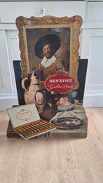 Antieke toonbank reklame van Senator Gulden Eeuw sigaren, Verzamelen, Rookartikelen, Aanstekers en Luciferdoosjes, Ophalen of Verzenden