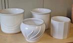 4 witte bloempotten voor binnen,  steen, Tuin en Terras, Bloempotten, Ophalen, Steen, Gebruikt, Rond