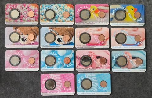 14 x Baby's eerste centje in coincard 2014 tot 2020 + boek, Postzegels en Munten, Munten | Nederland, Setje, Euro's, Koningin Beatrix